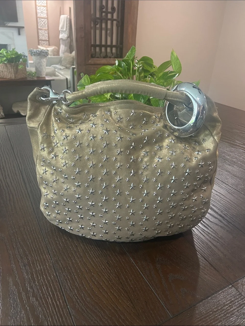 Jimmy Choo “SKY” Star-Studded Hobo Bag